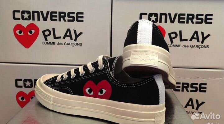 Кеды Concerse Comme Des Garcons Play Black Low