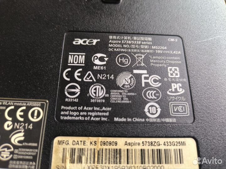 Ноутбук acer aspire 5738
