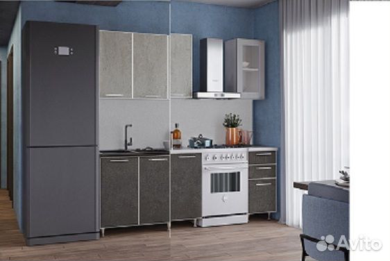 Кухня Радуга 1,5 м Бетон т-с