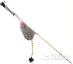 Махалка Мышь с мятой серый мех с хвостом трубочка