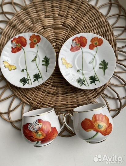 Набор кофейный «Маки» (2 кофейные пары)