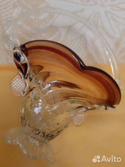 Вазочка корзинка цветное стекло