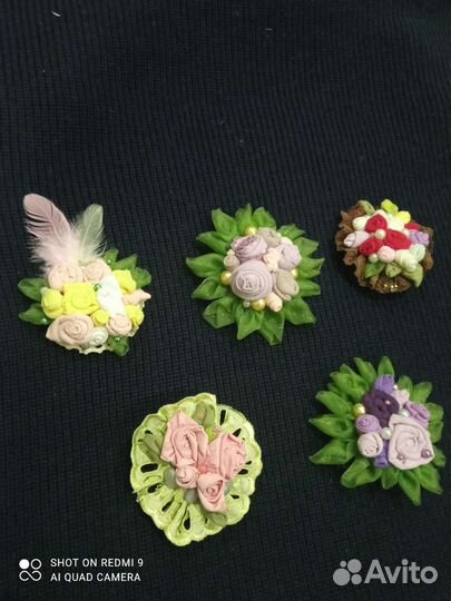 Брошь текстильная ручной работы