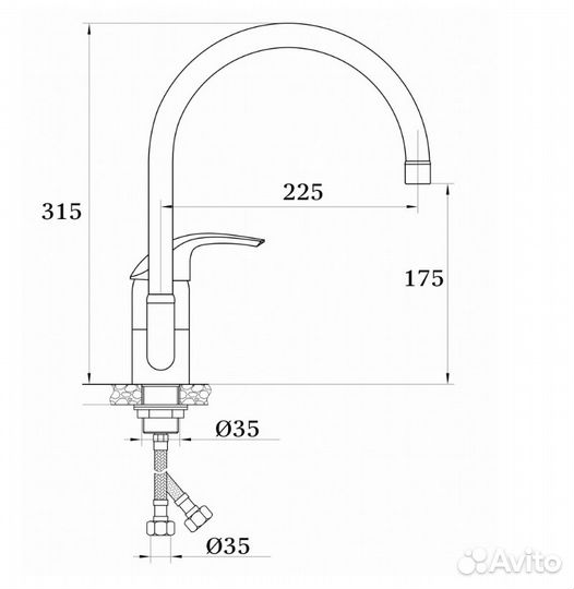 03021-C Смеситель (черный) для кухни ganzer