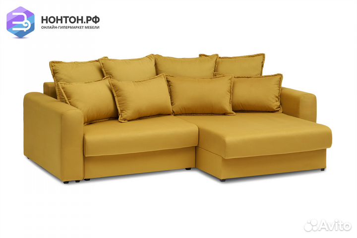 Диван угловой тик-так Омега горчичный