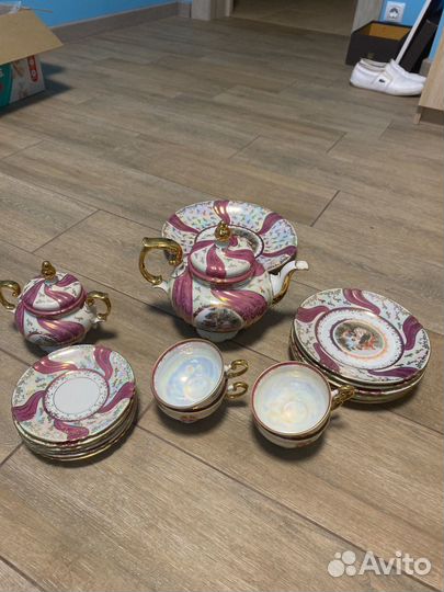 Чайный сервиз мадонна гдр розовая лента