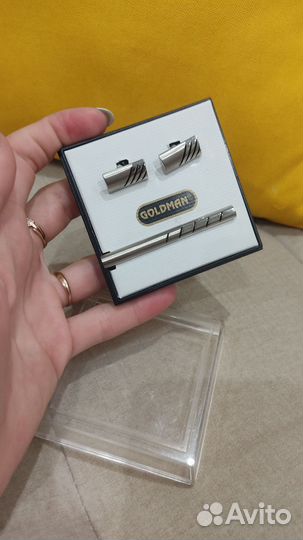 Запонки и зажим для галстука (мужской набор)