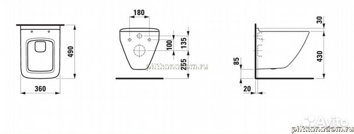 Laufen Palace 8.2070.3.000.000.1 унитаз подвесной, короткий
