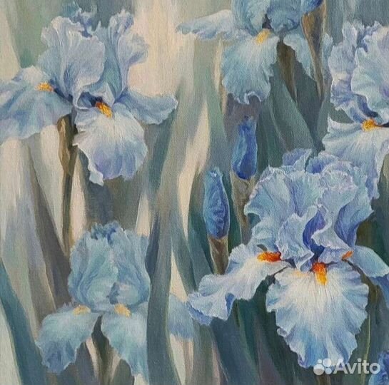 Картина маслом на холсте ирисы