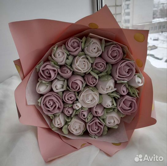 Розы,зефирный букет