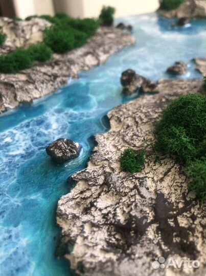 Картина из эпоксидной смолы с стабилизированым мхо