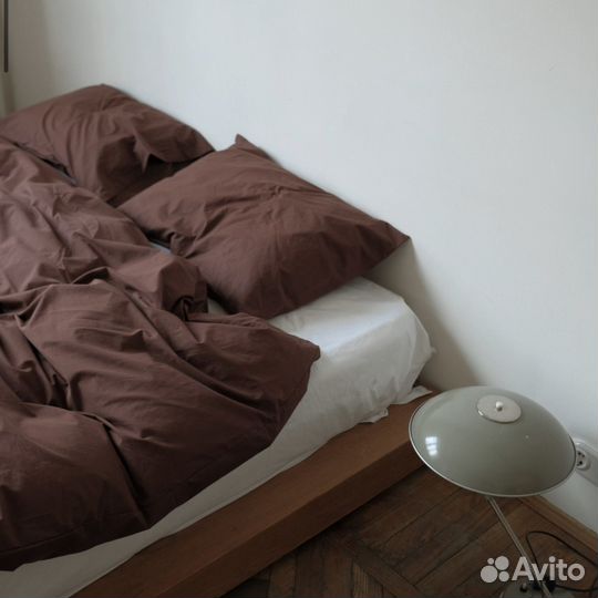 Постельное белье 2сп вареный хлопок шоколад