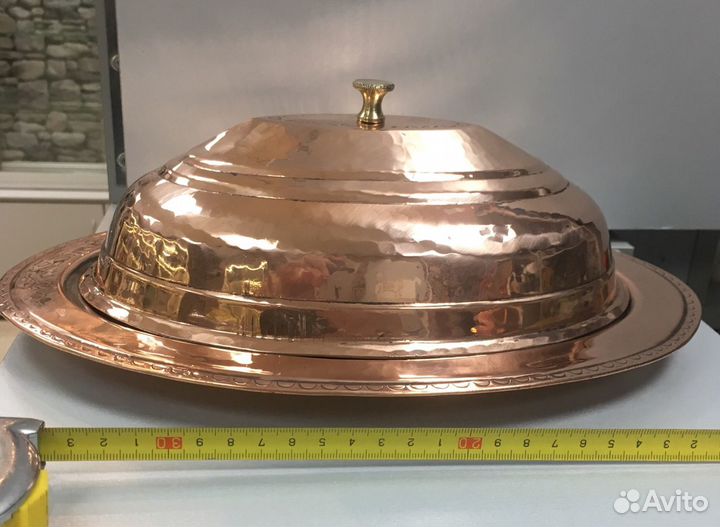 Большое медное блюдо под горячее