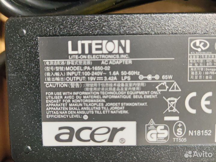 Блок питания для ноутбука acer 19v 3.42a