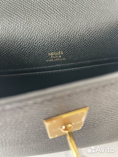 Сумка hermes kelly pochette в коже Epsom черная