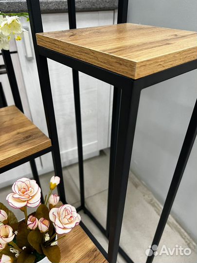 Подставка для цветов полка стеллаж лофт