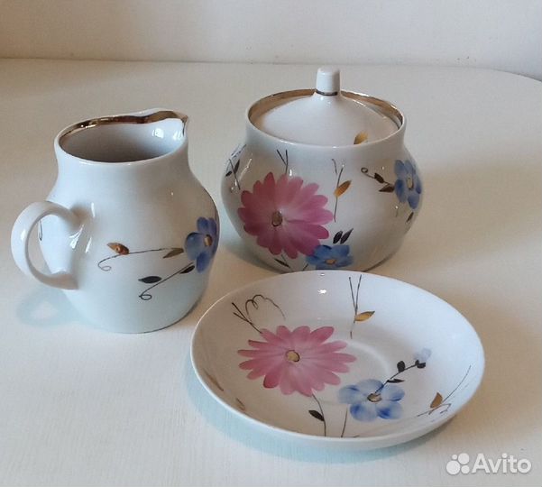 Молочник+сахарница+блюдца Дулево, СССР 1970-е г.г