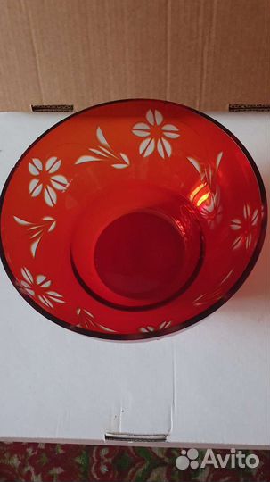 Ваза для фруктов цветное стекло СССР