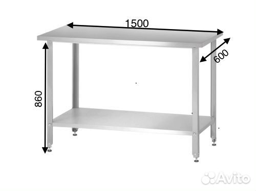 Стол из нержавейки новый 1500х600х860 без борта