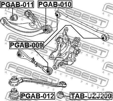 Pgab010 Сайлентблок заднего верхнего рычага febest pgab010 для а/м citroen, peugeot