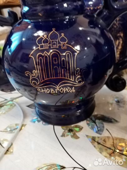 Чайный сервиз. Новгород. Кобальт с позолотой Бронн