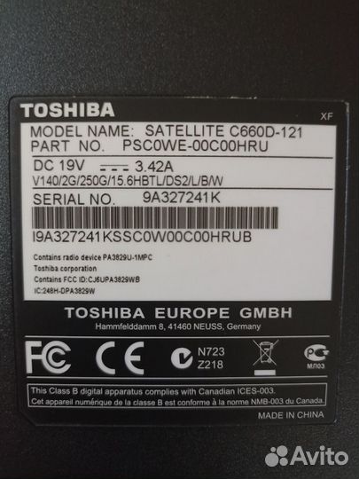 Ноутбук toshiba satellite c660