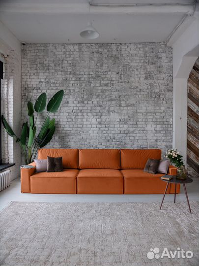 Диван прямой раскладной Корсо XL терракотовый