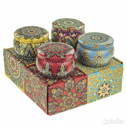 Набор 4 шт сувенирных баночек Этно 130 мл №25