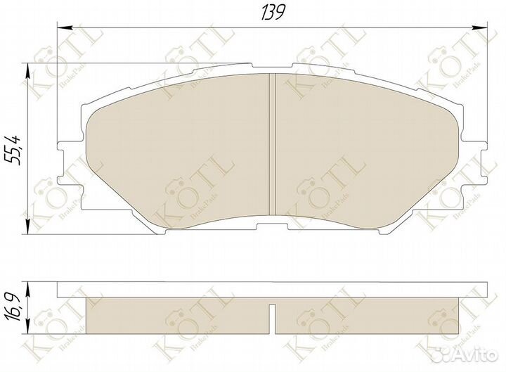 Колодки тормозные передние toyota auris 1.4-1.6 07/corolla 1.4 07/RAV 4 06- kotl 3425KT