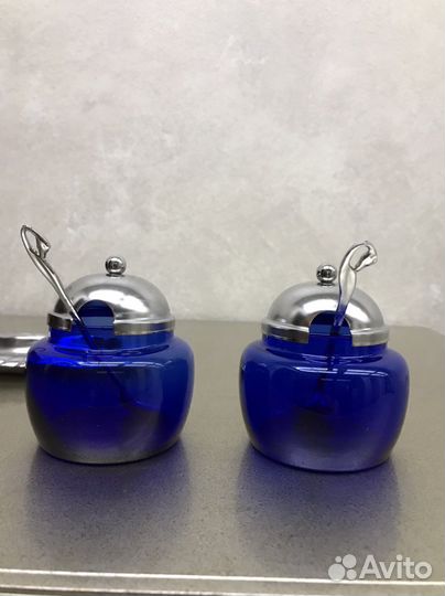 Винтажный набор кобальтовое стекло