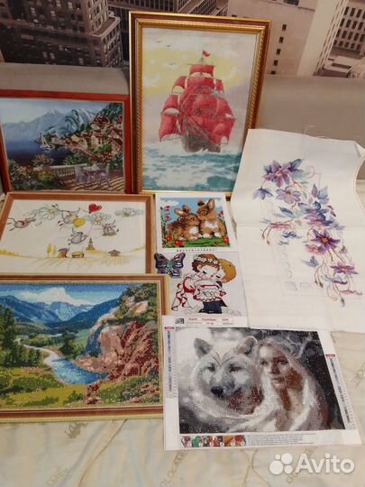 Готовая вышивка крестом (восемь картин)