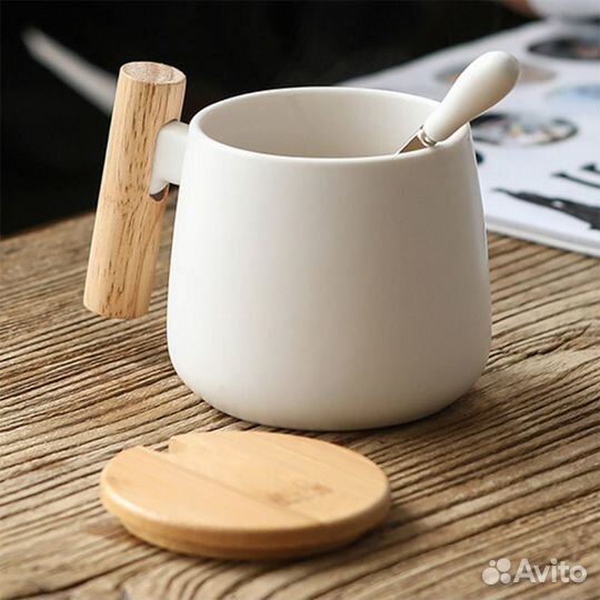 Кружка керамика + подарочная коробка ложка крышка