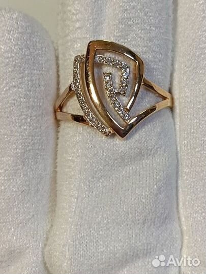 Золотое кольцо с фианитом 17,5р