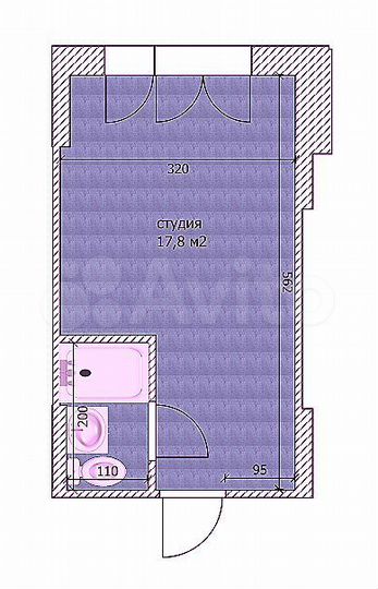 Квартира-студия, 17,8 м², 2/17 эт.