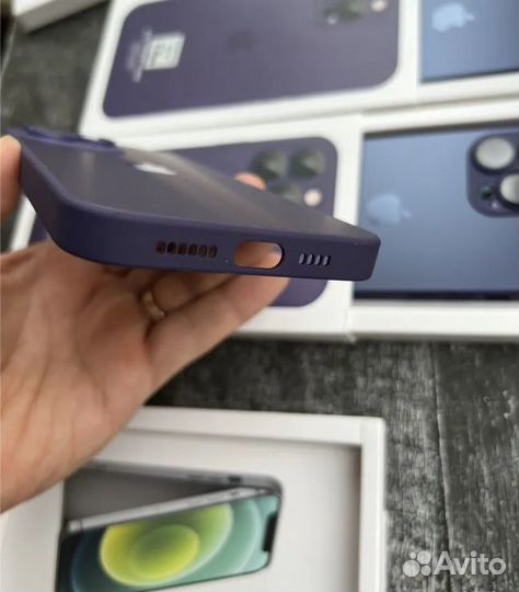 Чехол на iPhone 14 pro/ pro MAX фиолетовый, серый