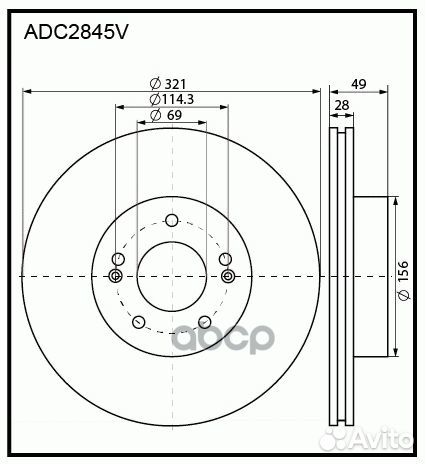 Диск тормозной перед ADC2845V allied nippon