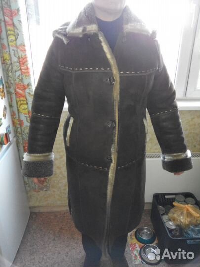 Дублёнка натуральная длинная коричневая 48р б/у