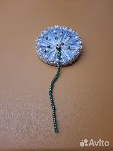 Брошь, ручная работа, бисер, пайетки, стразы