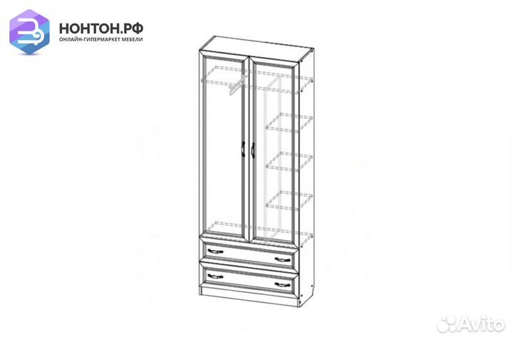 Шкаф 2-створчатый Вега Алфавит белый / красный