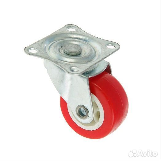 Колесо мебельное обрезиненое ф50мм красное/оранже