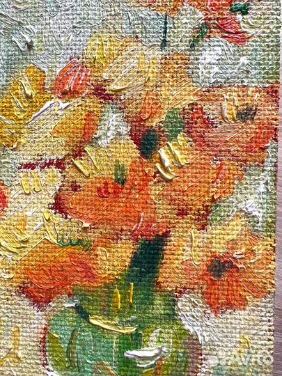 Картина маслом желтые цветы одуванчики