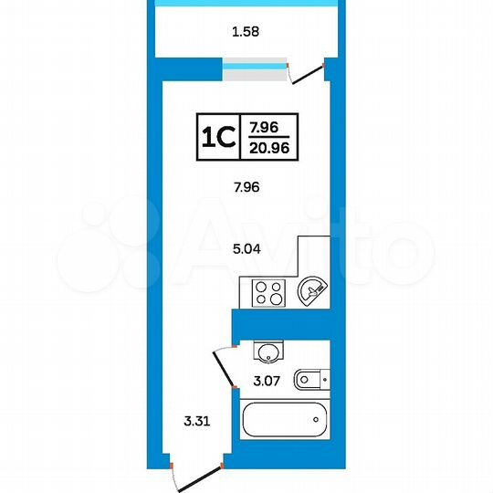 Квартира-студия, 21 м², 12/24 эт.
