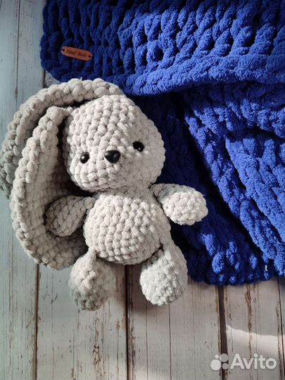 Вязанная игрушка зайка, зайчик, заяц ручная работа