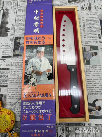 Японский кухонный нож Сантоку новый