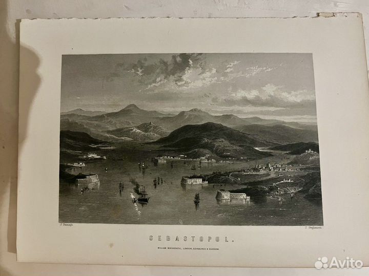 Гравюра антикварная Севастополь 19 век