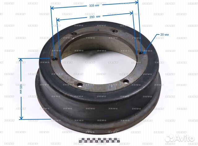 Барабан тормозной задний, Zevs BRD13