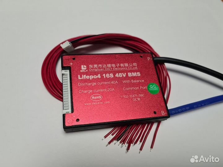 Плата контроля BMS lifepo4 16S 48V 40A
