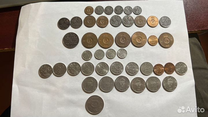 Монеты Швеция старые очень много. разные года