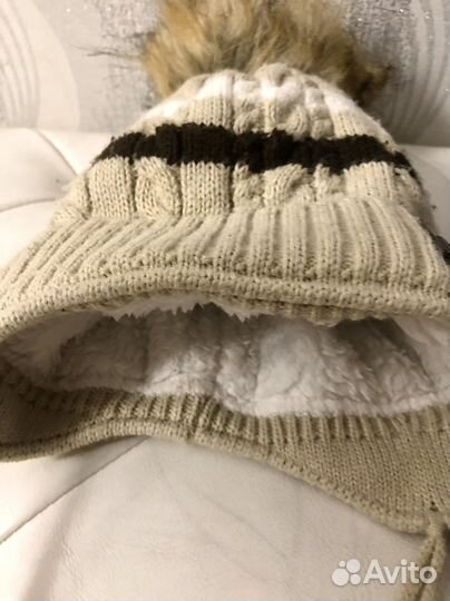 Шапки на мальчика 2 и 3 года синяя и бежевая