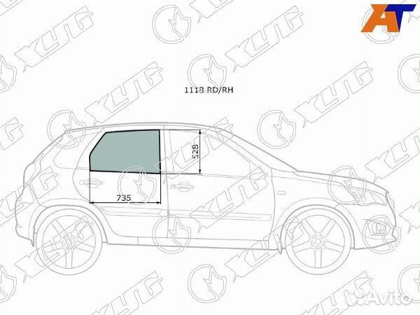 Стекло боковое опускное LADA kalina